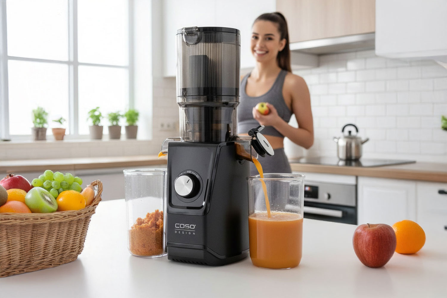 Schonend entsaften mit dem Slow Juicer - Großer Vergleich zu Mixer und Entsaftern * Bild mit KI bearbeitet (Magnific, Adobe)