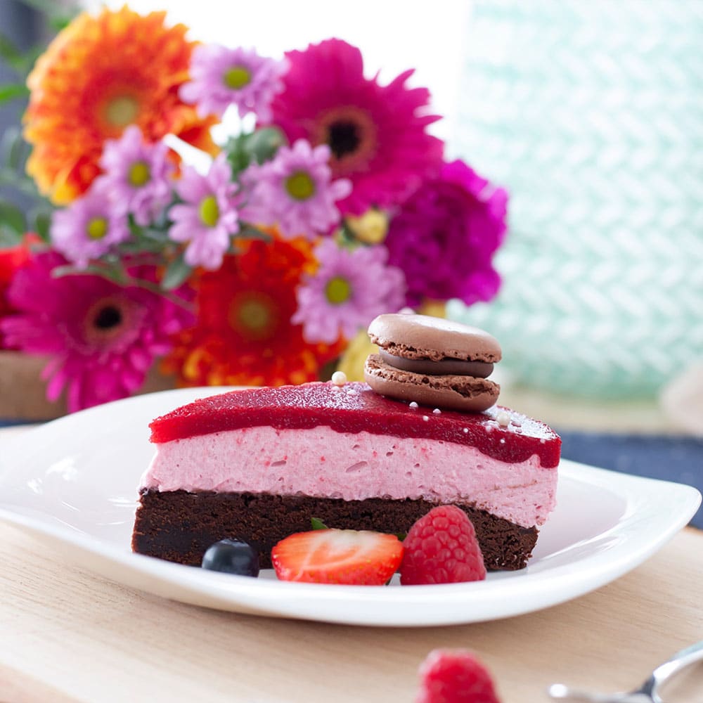 Muttertags-Brownie-Torte mit Himbeermousse
