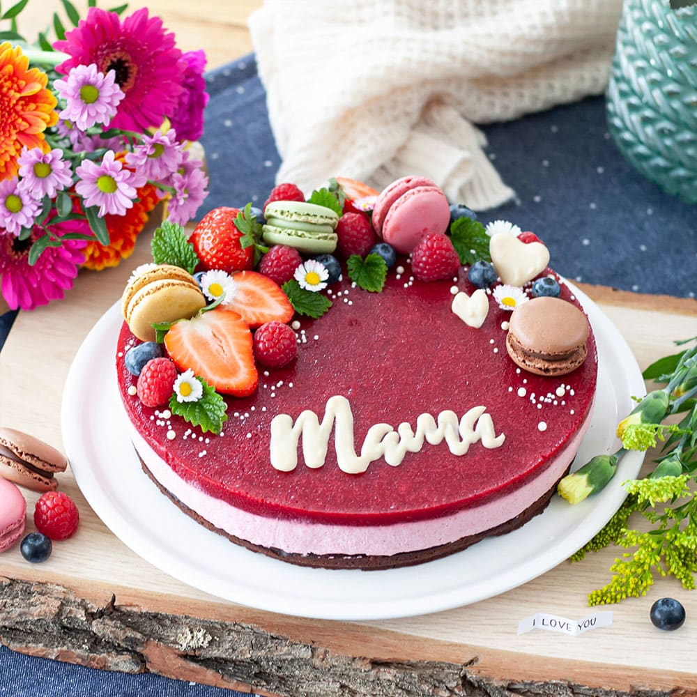 Muttertags-Brownie-Torte mit Himbeermousse