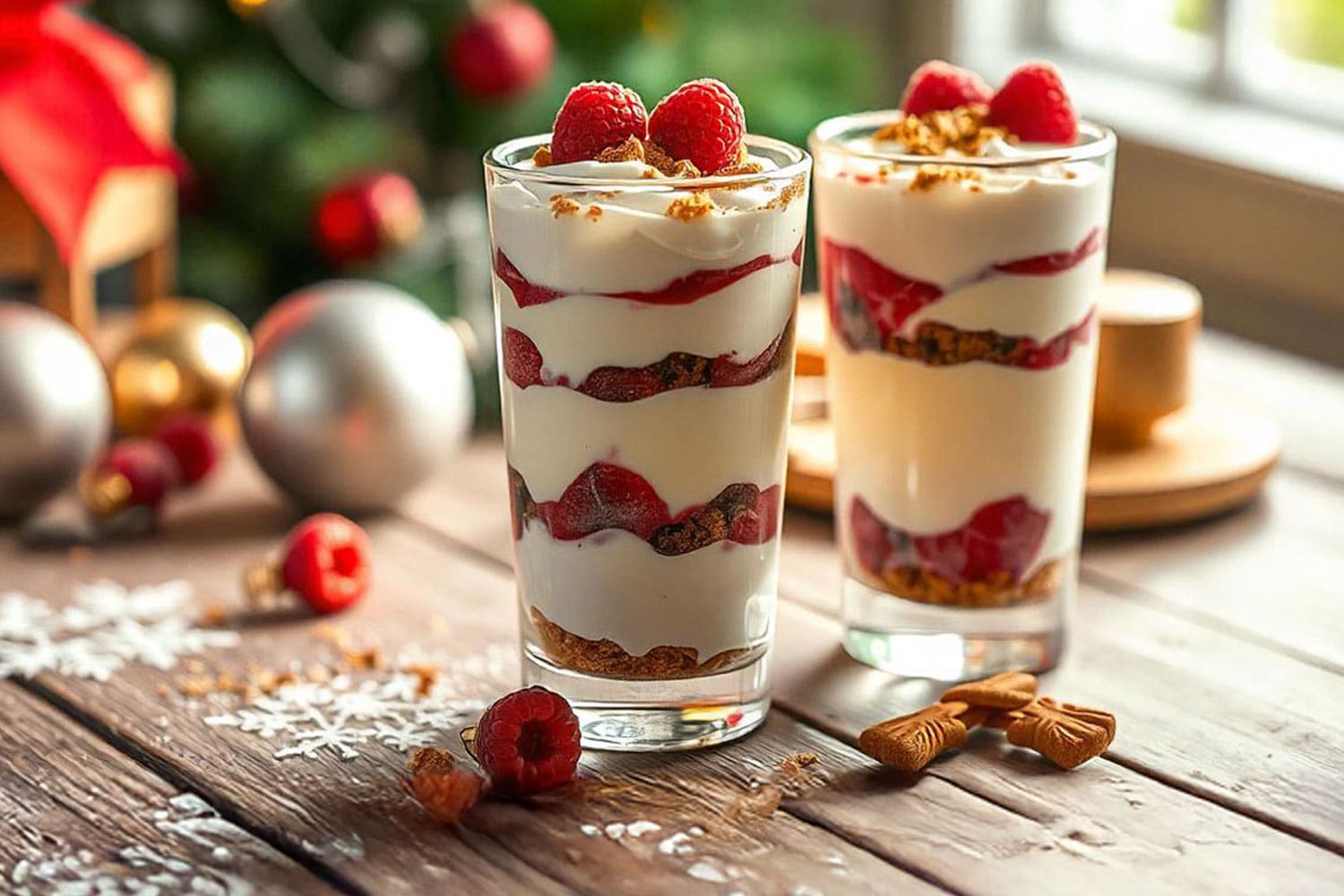 Schnelles Himbeer-Spekulatius-Dessert - Rezept von TeVi * Bild mit KI bearbeitet (Magnific, Adobe)