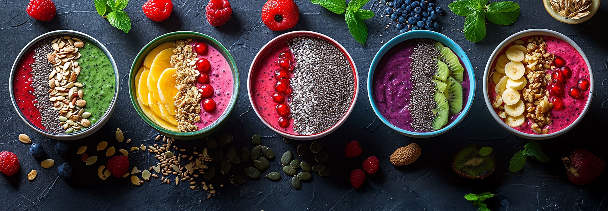 Smoothie Bowl Rezepte aus der Ninja Creami von TeVi * Bild mit KI bearbeitet (Magnific, Adobe)