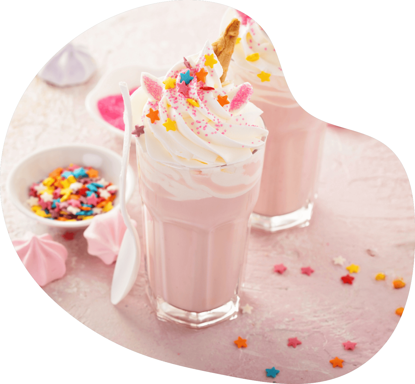 Vanille-Milchshake-Bubble Rosa Einhorn-Vanille-Milchshake Rezeptbild