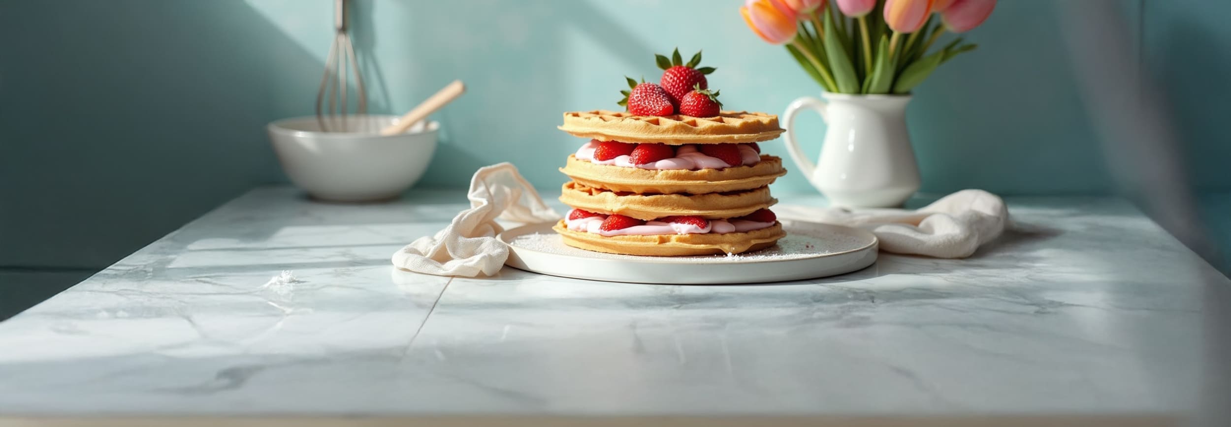 Waffeltorte_Header_2500x868 Waffeltorte zum Muttertag mit dem Caso Waffeleisen * Bild mit KI bearbeitet (Magnific, Adobe)