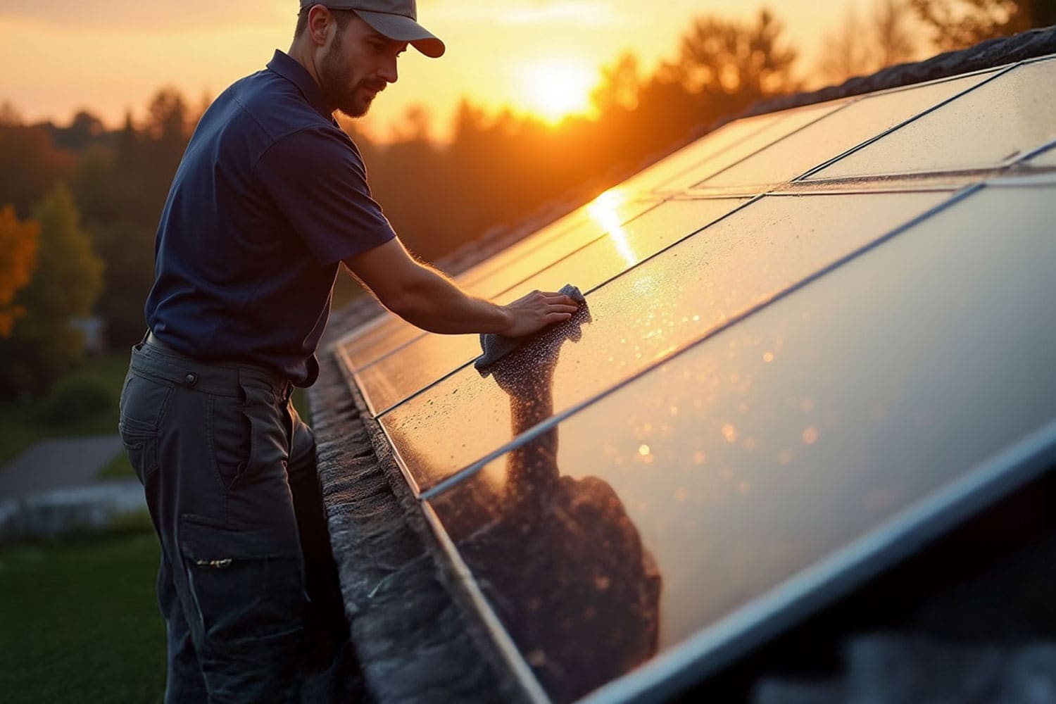 Wartungsservice für Solaranlagen und Balkonkraftwerke Reinigung vom Experten - TeVi Service * Bild mit KI bearbeitet (Magnific, Adobe)