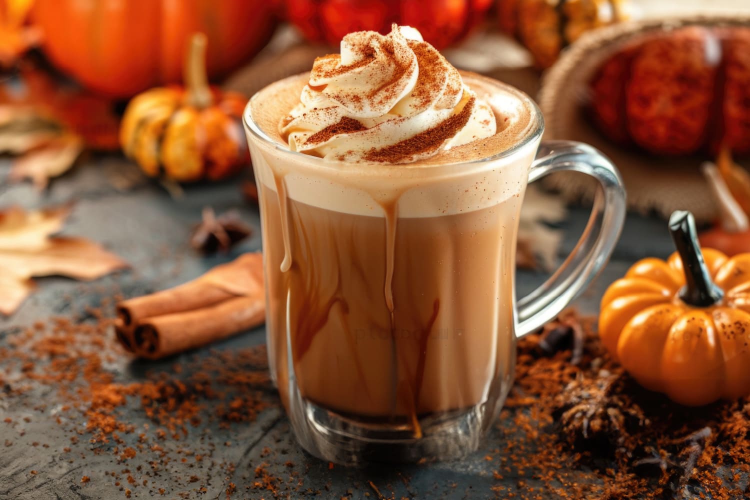 Pumpkin-Spice-Latte getestet mit der Jura E8 Rezept von TeVi * Bild mit KI bearbeitet (Magnific, Adobe)