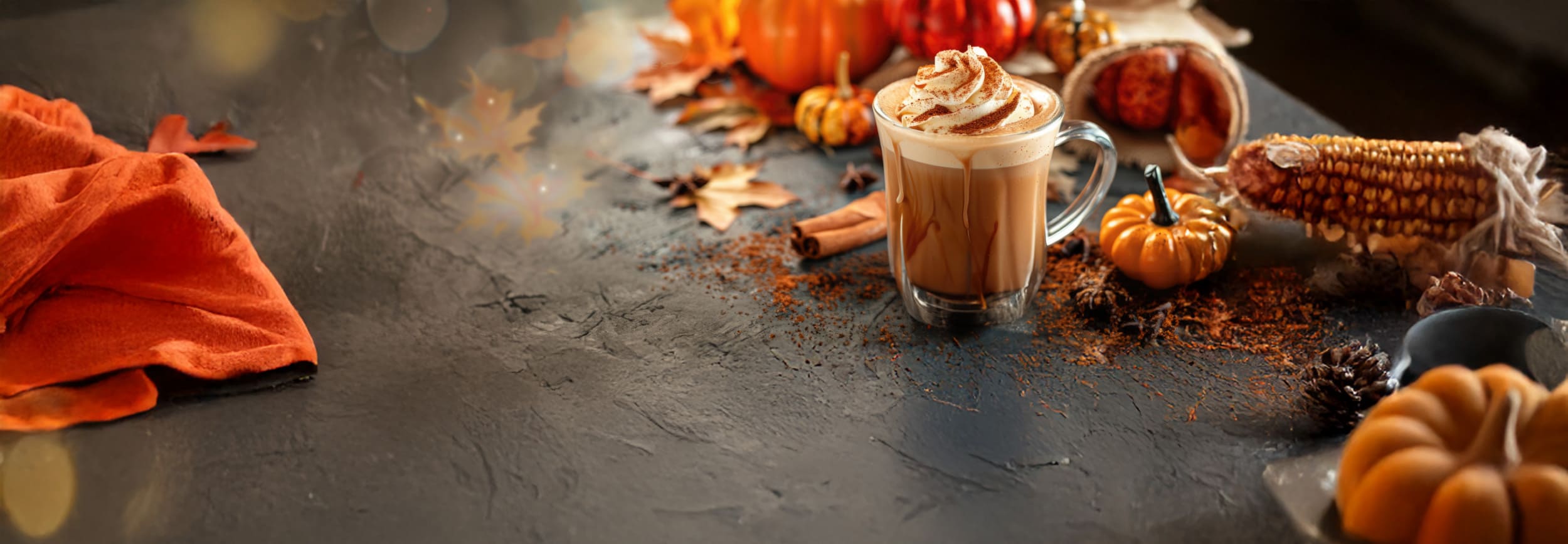 Pumpkin-Spice-Latte getestet mit der Jura E8 Rezept von TeVi * Bild mit KI bearbeitet (Magnific, Adobe)