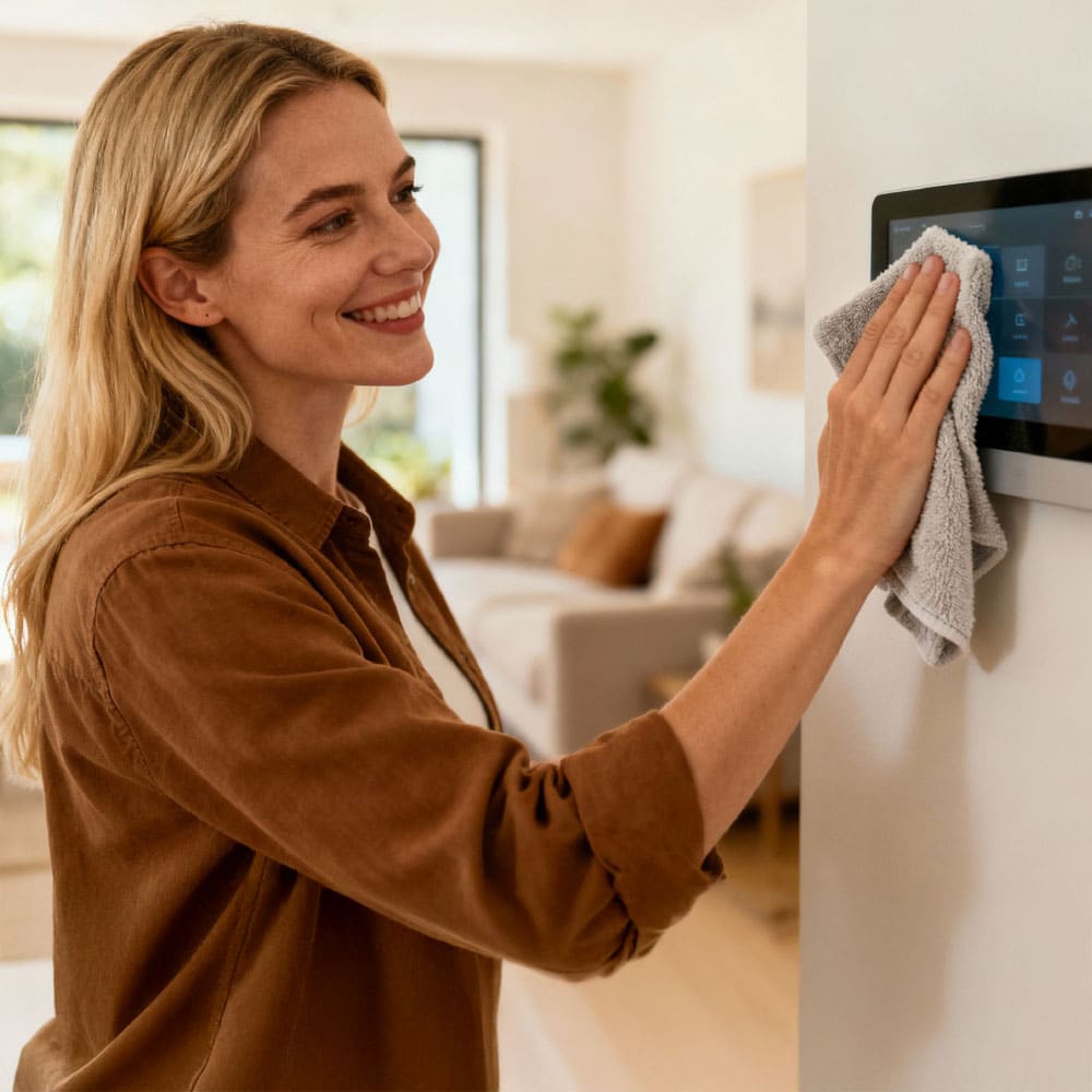 Bildschirmreiniger_fuer_Smarthome_Touchscreens_TeVi_1000x1000 Smarthome Touchscreen Bildschirm richtig reinigen: Warum Bildschirmreiniger unverzichtbar ist - TeVi Check * Bild mit KI bearbeitet (Magnific, Adobe)