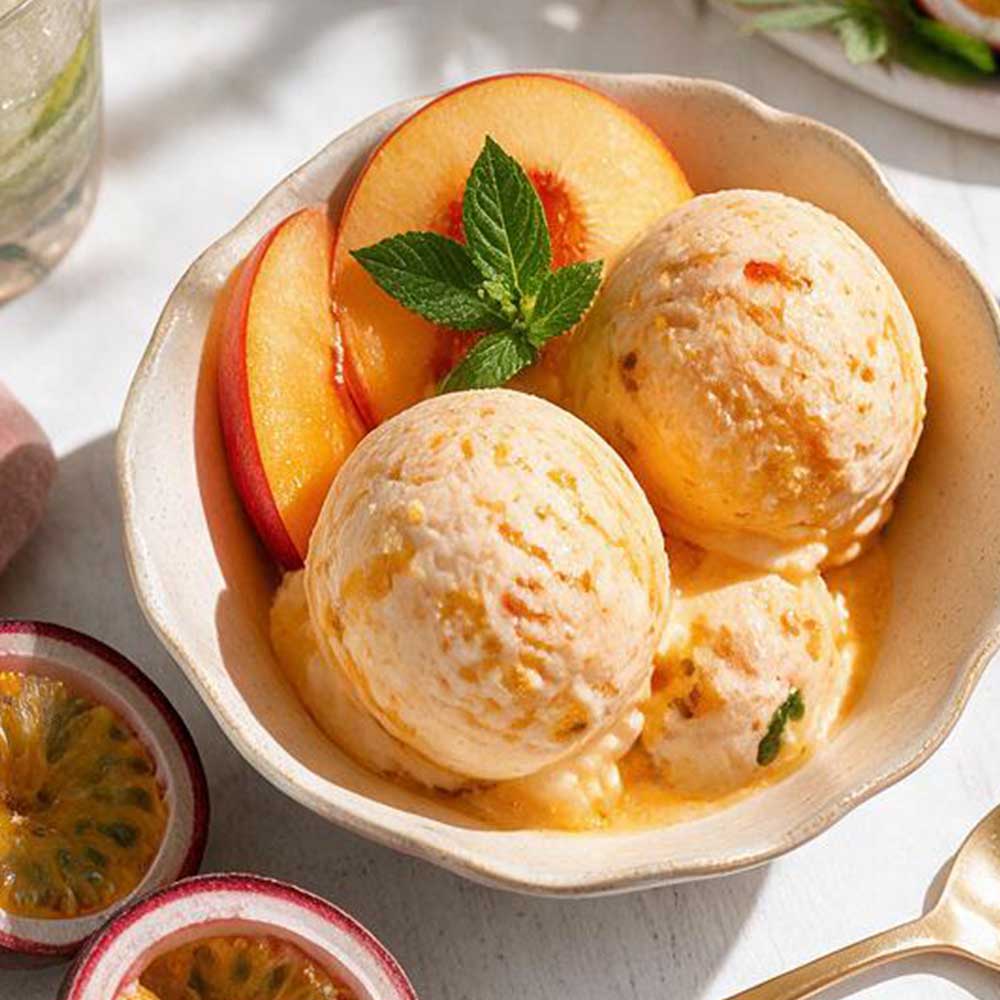 Pfirsich Maracuja Eis im Solero Style aus der Ninja Creami Rezept von TeVi * Mit KI bearbeitet (Magnific, Adobe)
