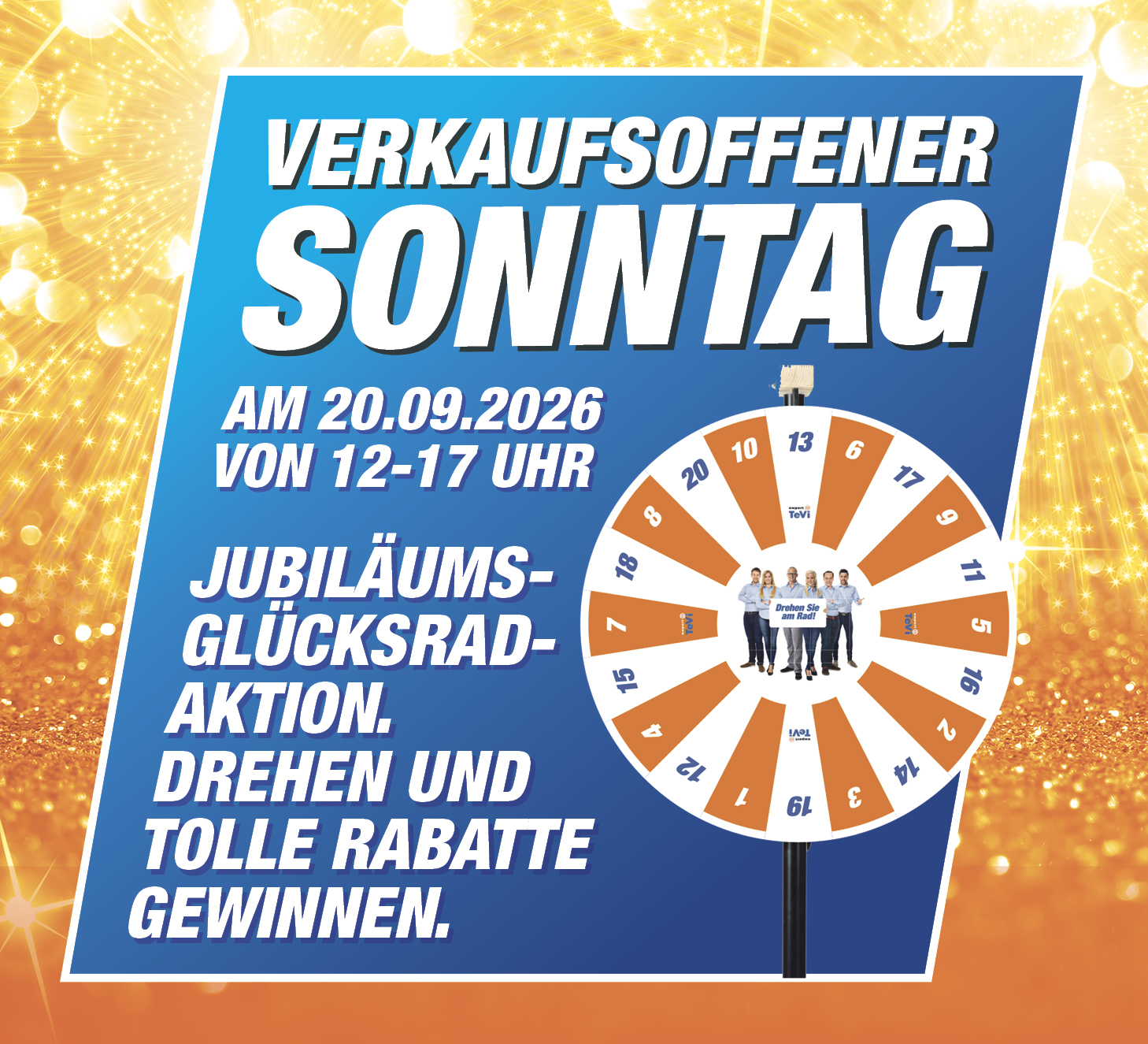 KW39-Neuoetting-Gluecksrad Glücksrad zum verkaufsoffenen Sonntag im TeVi Neuötting am 20.09.2026 von 12-17 Uhr